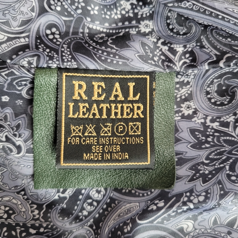 Sara Leather “Experience the Fashion” 100% Genuine Lambskin Green Moto Jacket XS - Picture 6 of 15